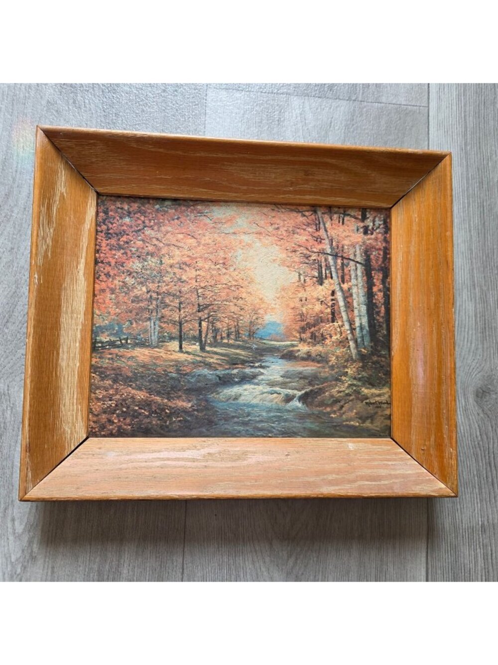 Autumn Landscape Print By Robert Wood In Wooden Frame 8x10 Vintage Home Decor Wa